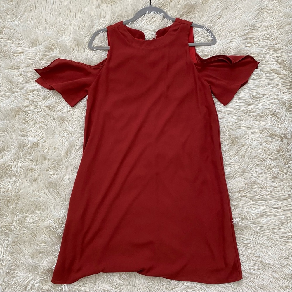 Everly Burnt Orange Cold Shoulder Dress